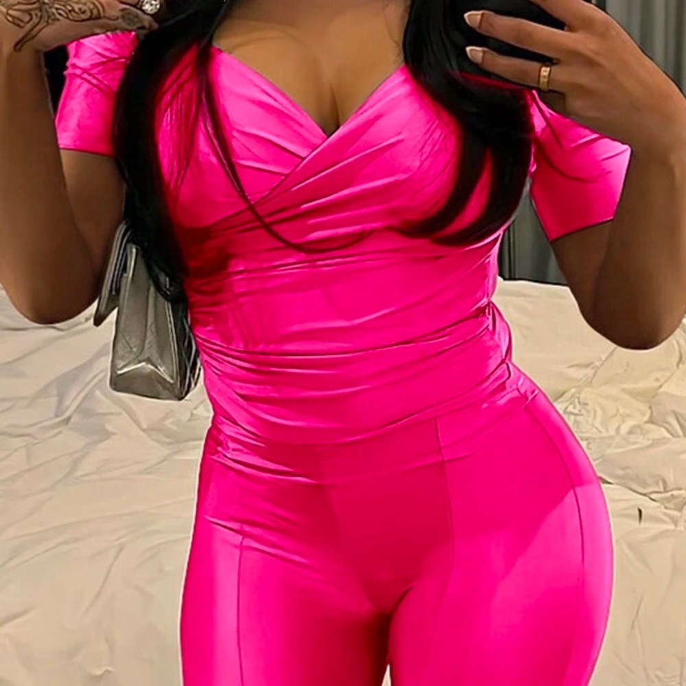 SHEIN Hot Pink Bodycon Jumpsuit